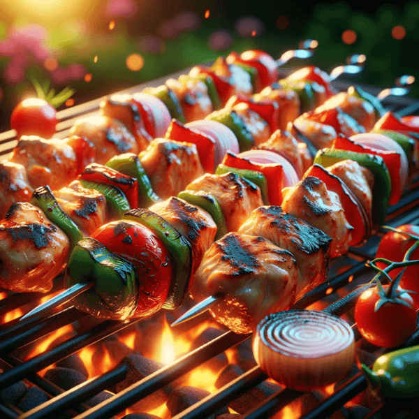 Griekse kipspiesjes van de BBQ