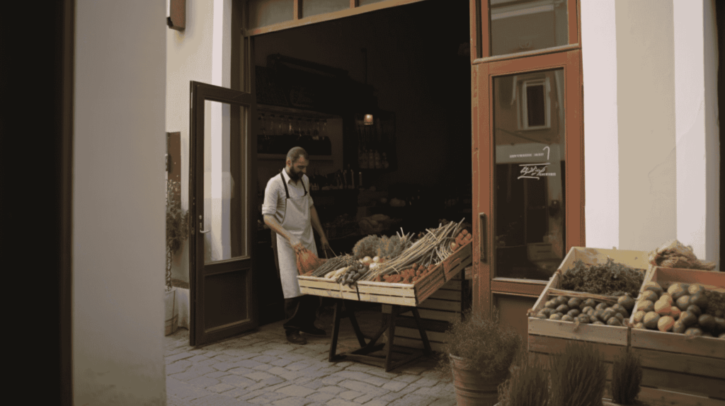 Lokale leverancier bezorgt verse producten bij restaurant om voedselverspilling horeca te beperken via korte ketens.

