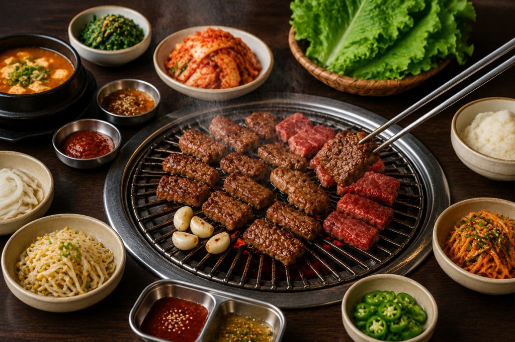 vleesgerecht koreaanse bbq ingredienten grill kimchi