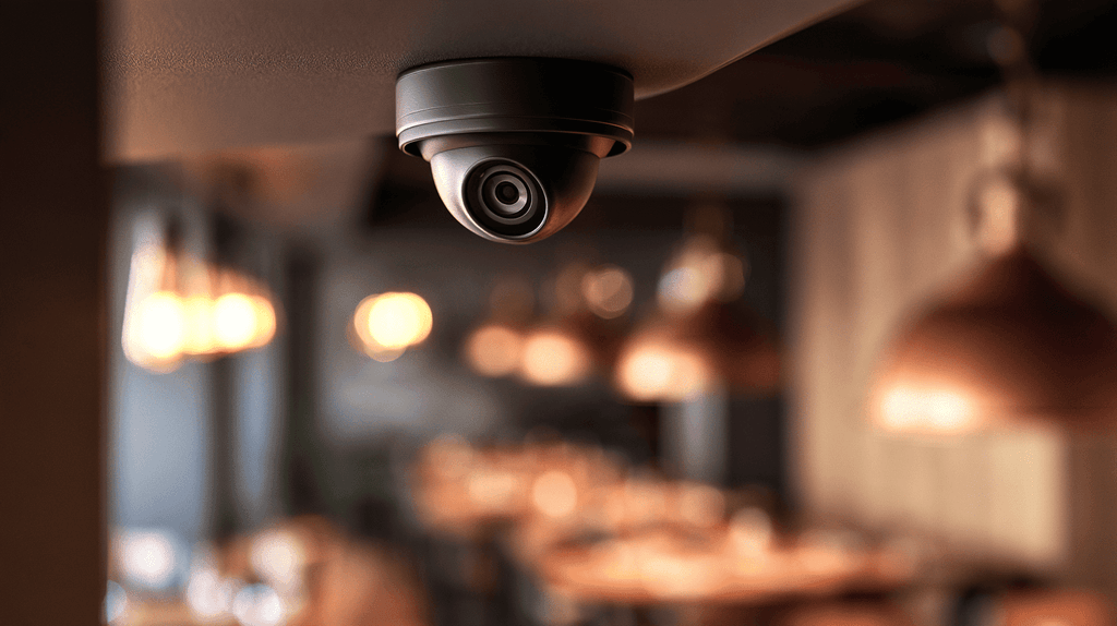 Beveiligingscamera gekoppeld aan een domoticasysteem in een restaurant